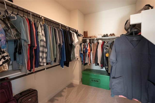 walk in closet featuring carpet