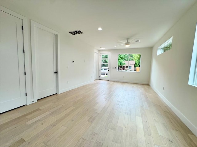 1708 Canterbury St Unit 1, Austin, TX 78702 - spare room featuring ceiling fan, light wood-style flooring, recessed lighting, and baseboards