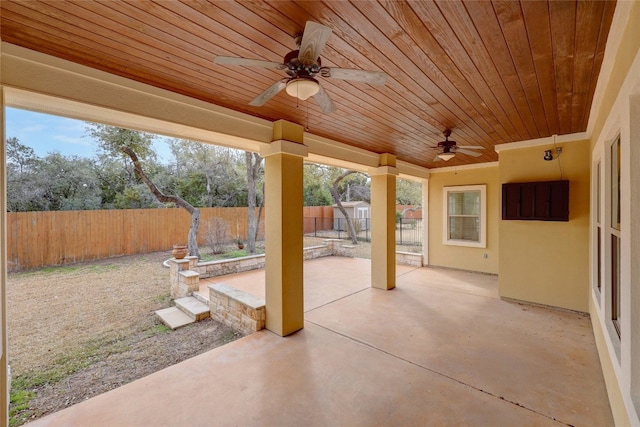 view of patio with ceiling fan