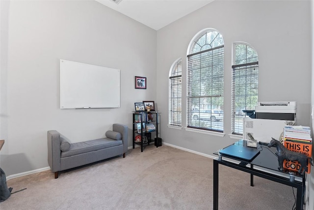 view of carpeted office space