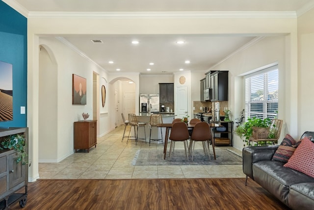 interior space featuring ornamental molding