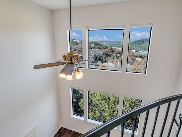 interior details with ceiling fan