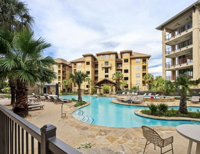 view of pool with a patio and a gazebo