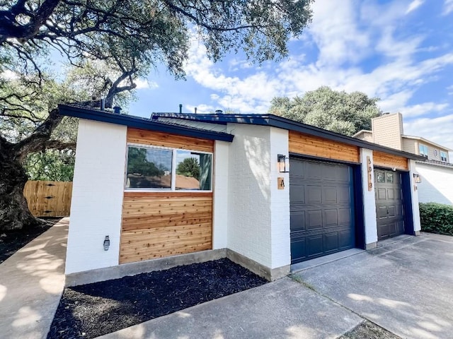 exterior space featuring a garage