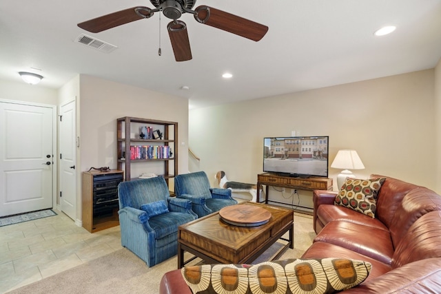 1005 Highknoll Ln, Georgetown, TX 78628 - living area with recessed lighting and a ceiling fan