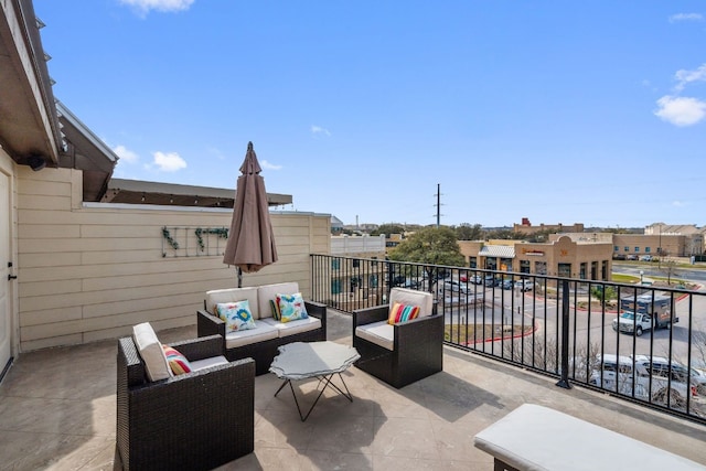1005 Highknoll Ln, Georgetown, TX 78628 - view of patio / terrace with an outdoor hangout area and a balcony
