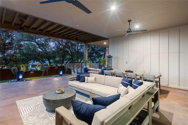 view of patio / terrace with an outdoor hangout area and ceiling fan