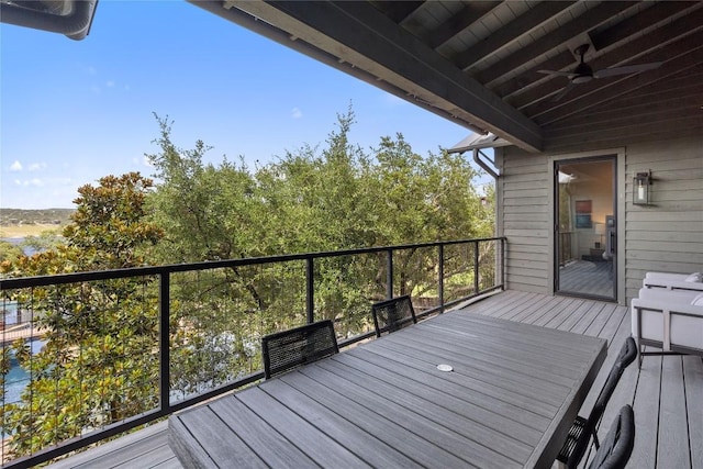 deck featuring ceiling fan