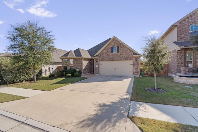 view of front facade with a garage and a front yard