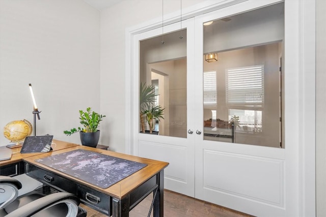 office area featuring french doors