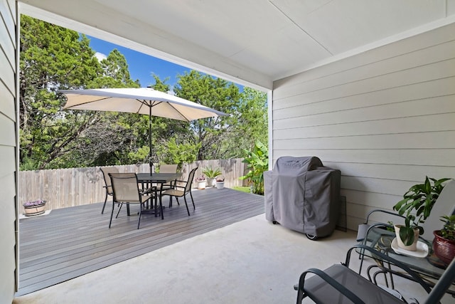 deck featuring grilling area