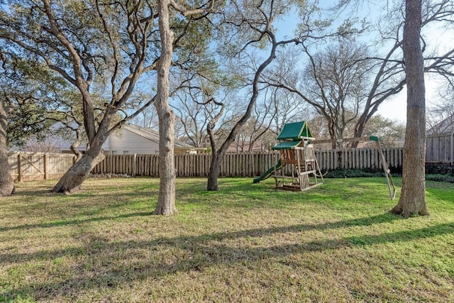 view of yard with a playground