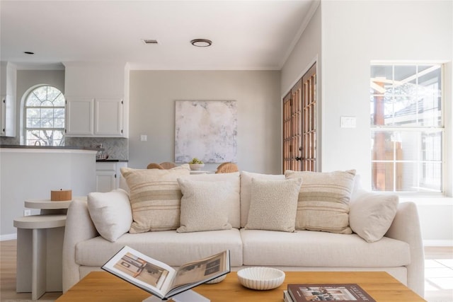 living room featuring light hardwood / wood-style flooring