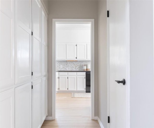 hall featuring light wood-type flooring