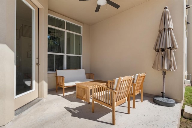 view of patio / terrace with an outdoor hangout area and ceiling fan