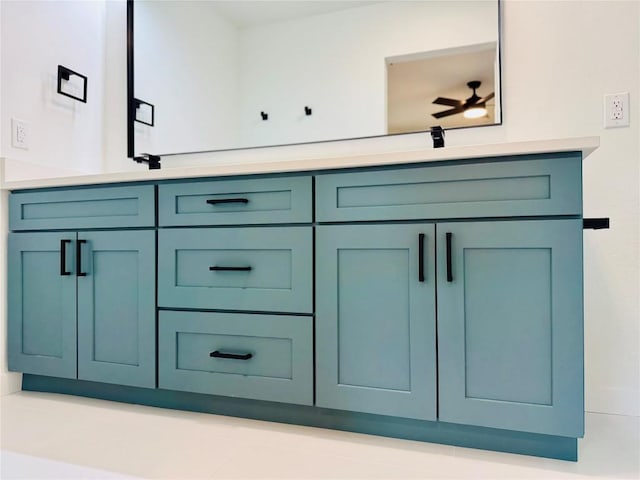 bathroom with vanity and ceiling fan