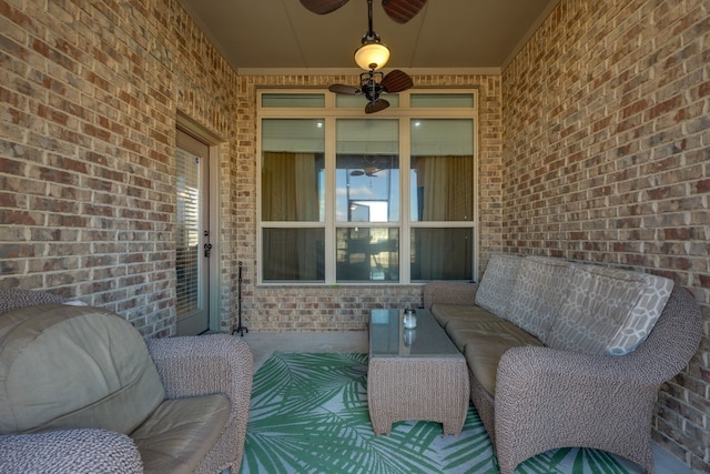 view of patio with ceiling fan