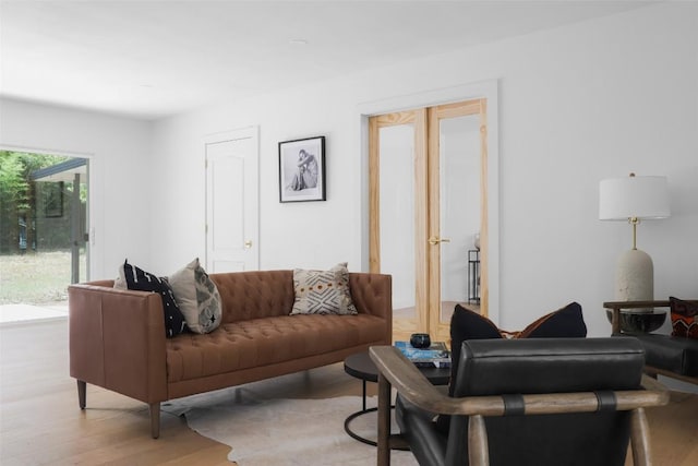 living room with light hardwood / wood-style floors