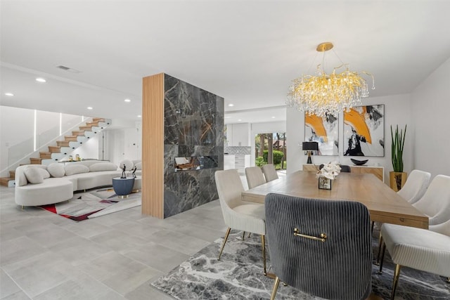 dining room featuring a chandelier