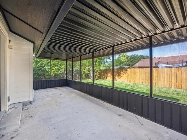 view of unfurnished sunroom