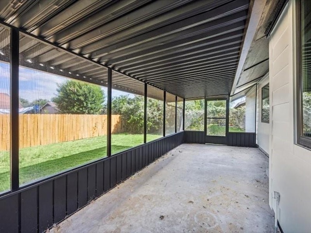 view of unfurnished sunroom