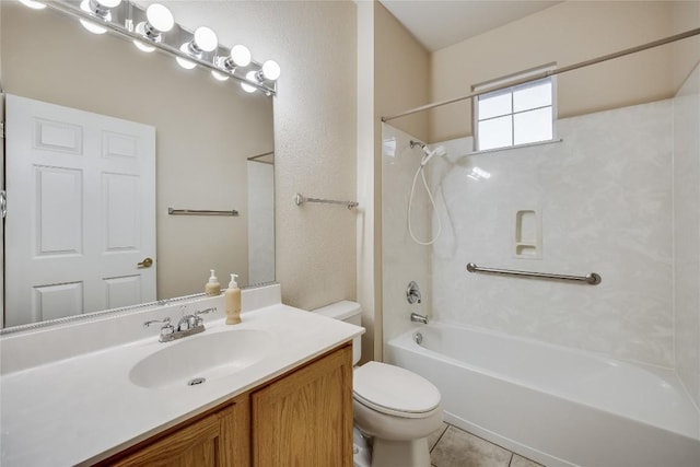 full bathroom featuring vanity, toilet, and shower / bath combination