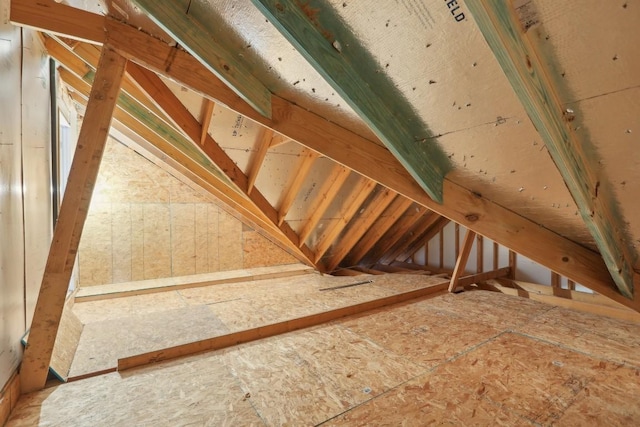 view of unfinished attic