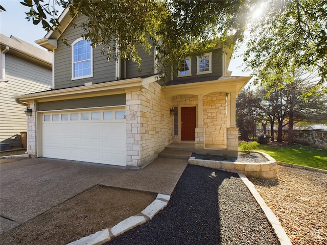 view of front of house with a garage