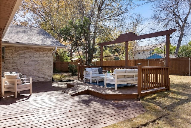 deck with an outdoor living space