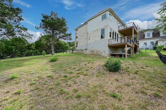 view of yard featuring a deck