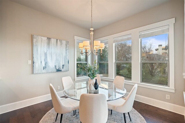 905 Madison Fork Dr, Lakeway, TX 78738 - dining space featuring a chandelier and wood finished floors