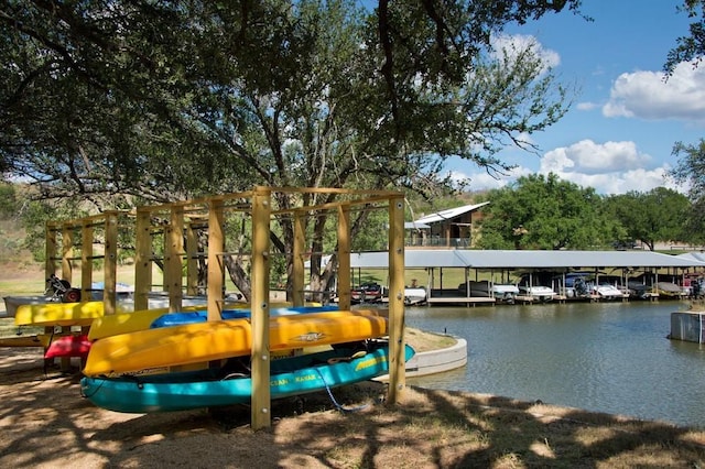 dock area featuring a water view