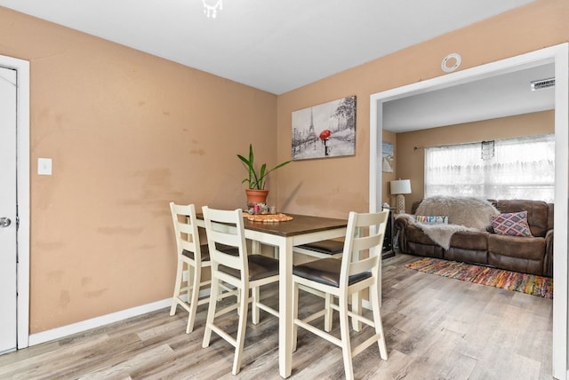 dining area with wood-type flooring