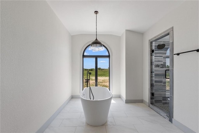 interior space featuring vaulted ceiling