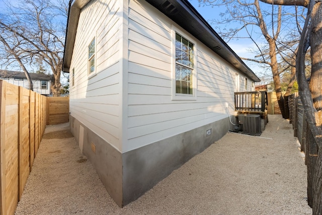 view of home's exterior featuring central AC