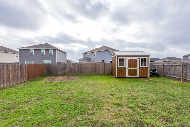 view of yard with a shed