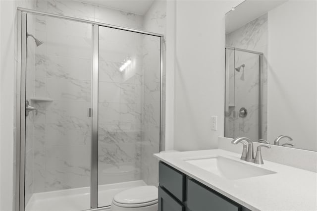 332 Witchhazel Way, San Marcos, TX 78666 - bathroom featuring vanity, toilet, and a shower stall