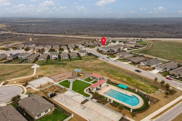 bird's eye view with a residential view