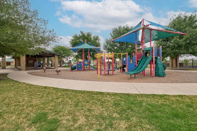 view of play area with a lawn