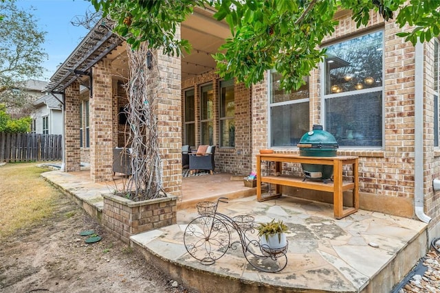 view of patio with area for grilling