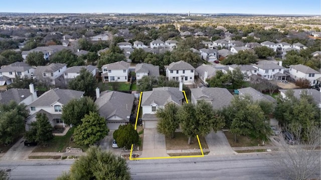 14420 Ballycastle Trl, Austin, TX 78717 - aerial perspective of suburban area featuring property boundaries highlighted