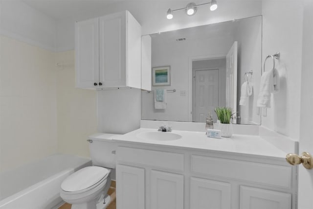 full bathroom featuring vanity, toilet, and shower / bath combination