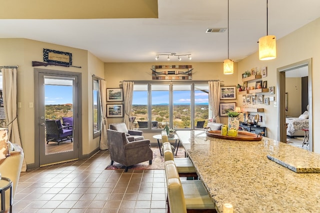 view of tiled living room