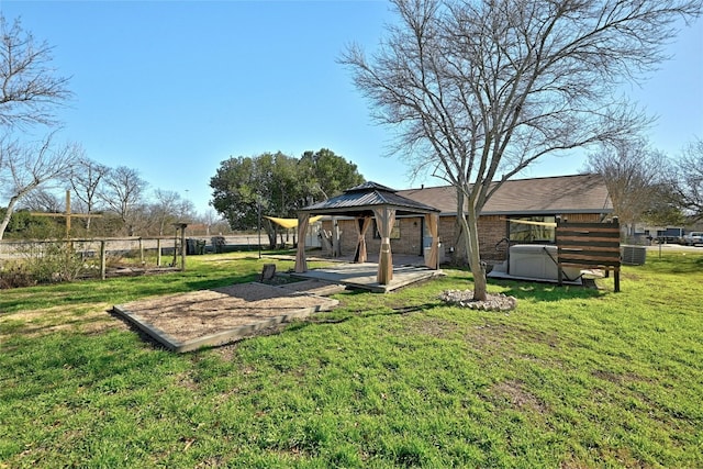 view of yard with a gazebo and cooling unit