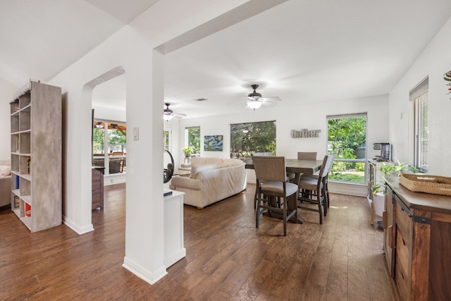 dining room with dark hardwood / wood-style floors