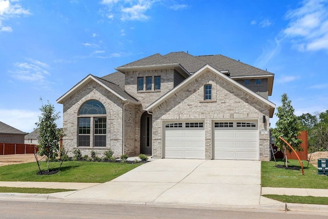 1235 Robin Trl, Round Rock, TX 78681 - view of front facade with driveway, an attached garage, stone siding, and a shingled roof