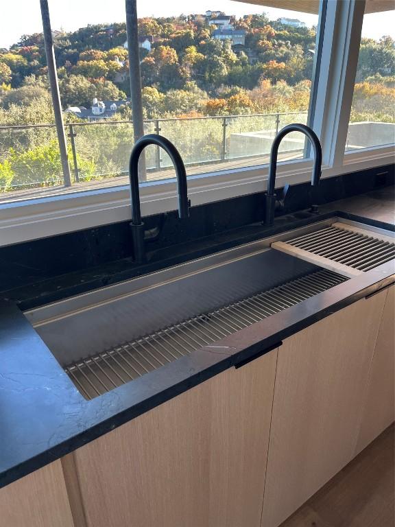 details featuring sink and light brown cabinets