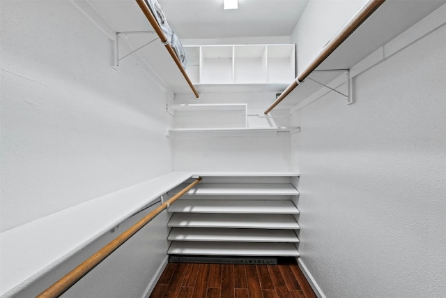 walk in closet featuring dark hardwood / wood-style flooring