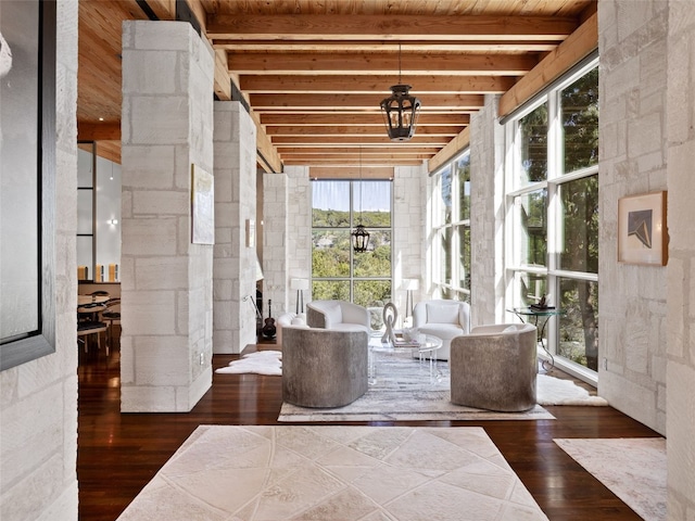 1200 Barton Creek Blvd Unit 35, Austin, TX 78735 - unfurnished sunroom with beam ceiling