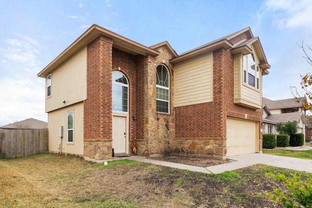 view of front of property with a garage